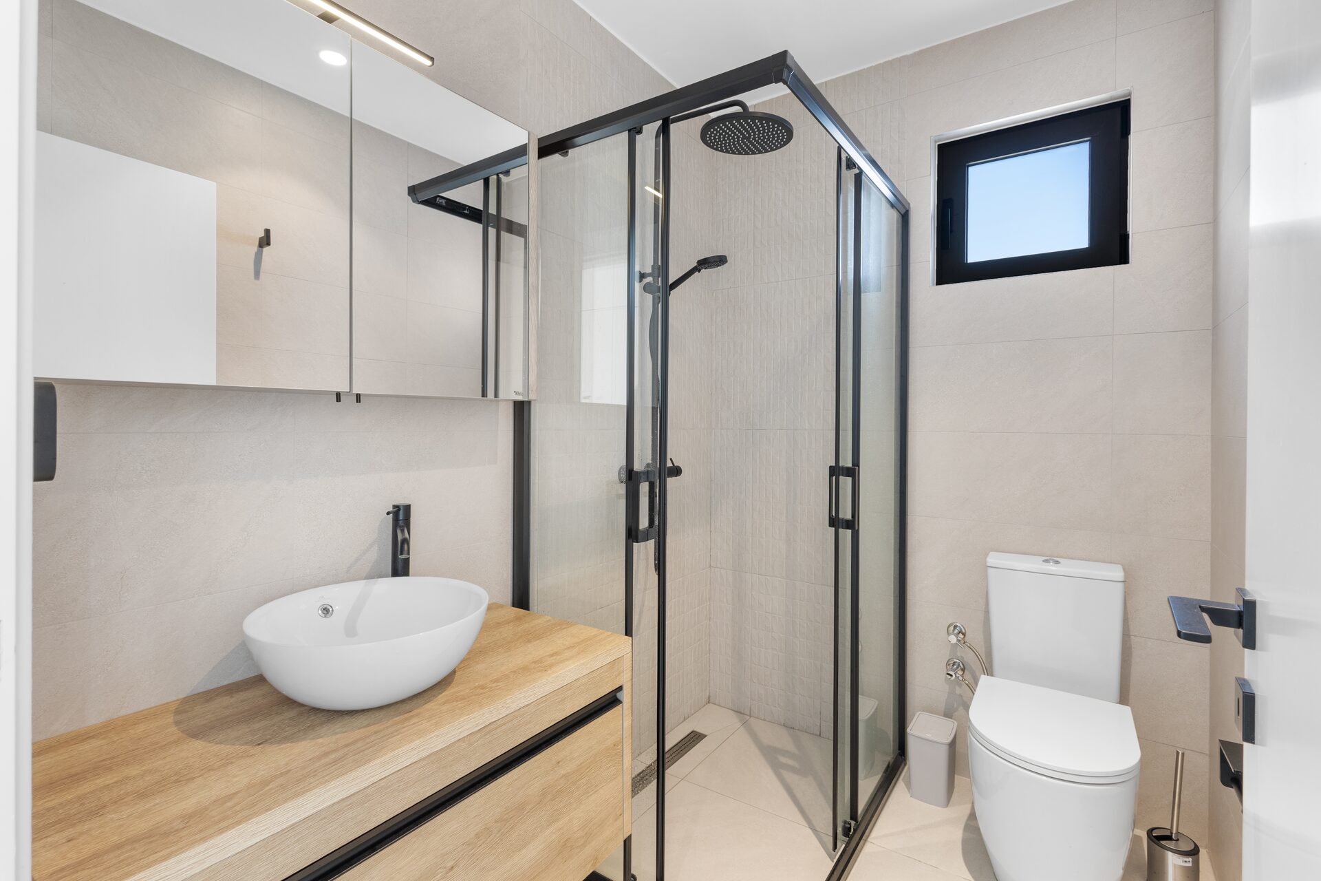 Family bathroom with textured tiles