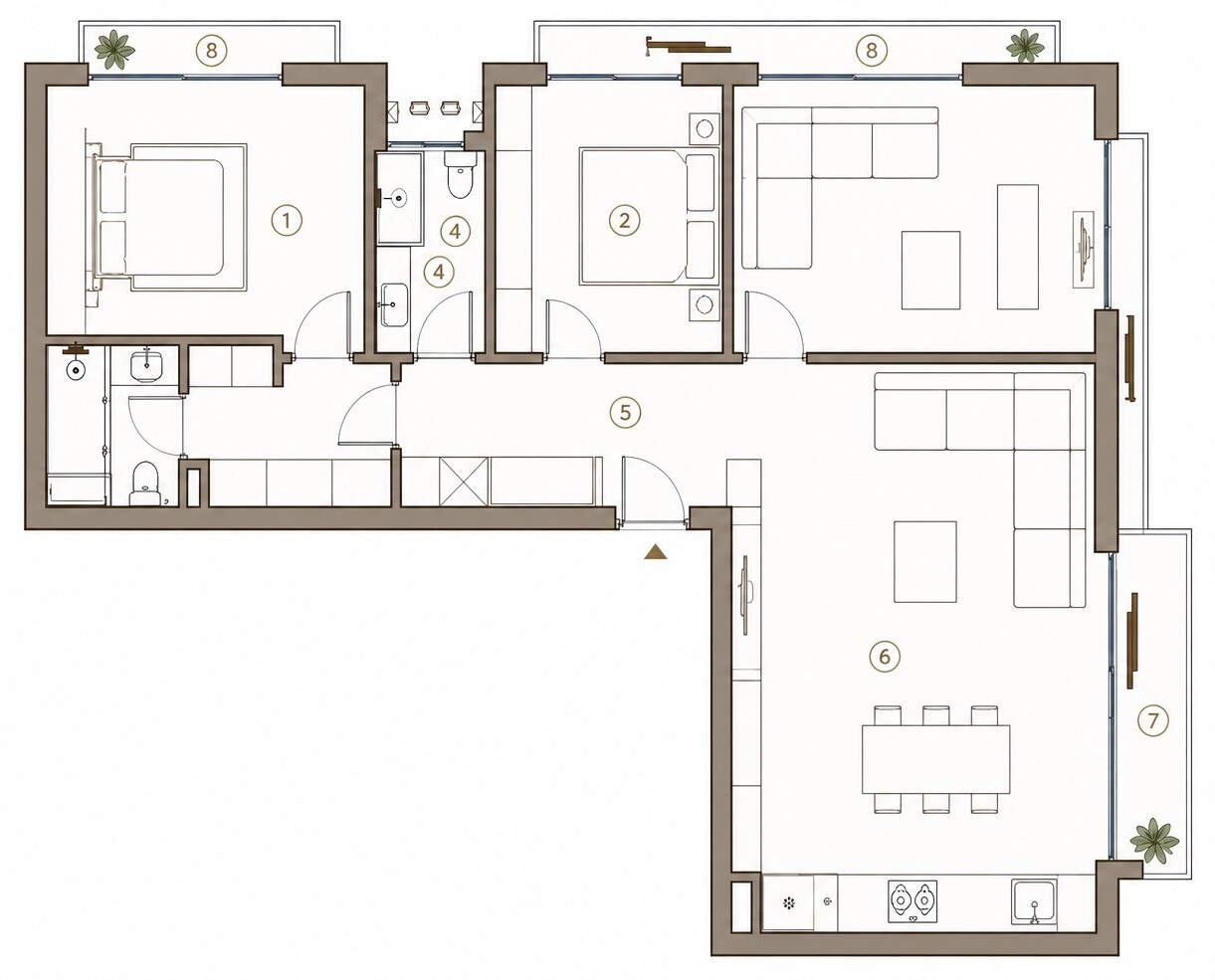 Architect's floor plan of the Mediterra penthouse, first floor